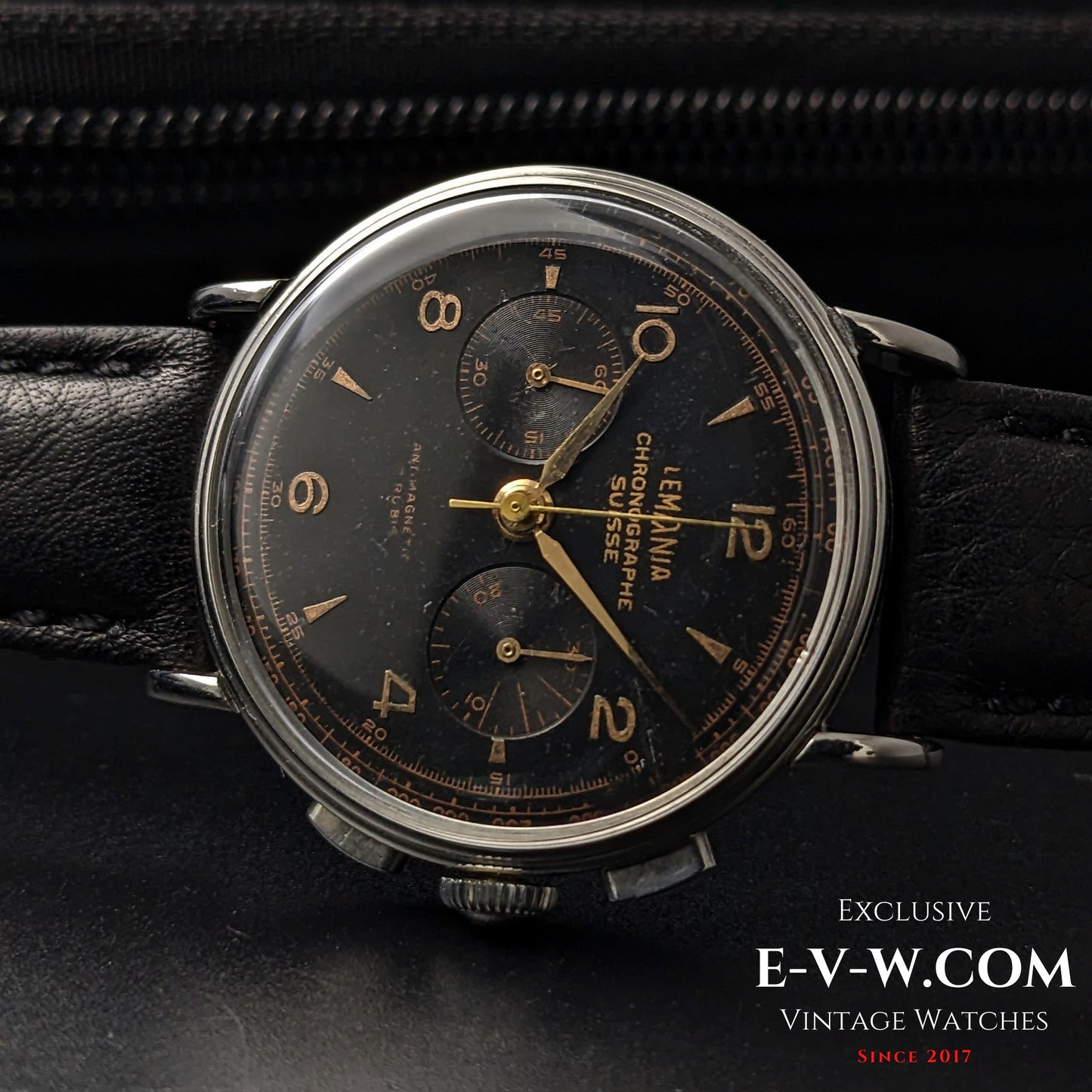 85 Years Old Vintage Lemania Chronographe SUISSE / WWII / Black dial / Cal. 1276 / Vintage 1940