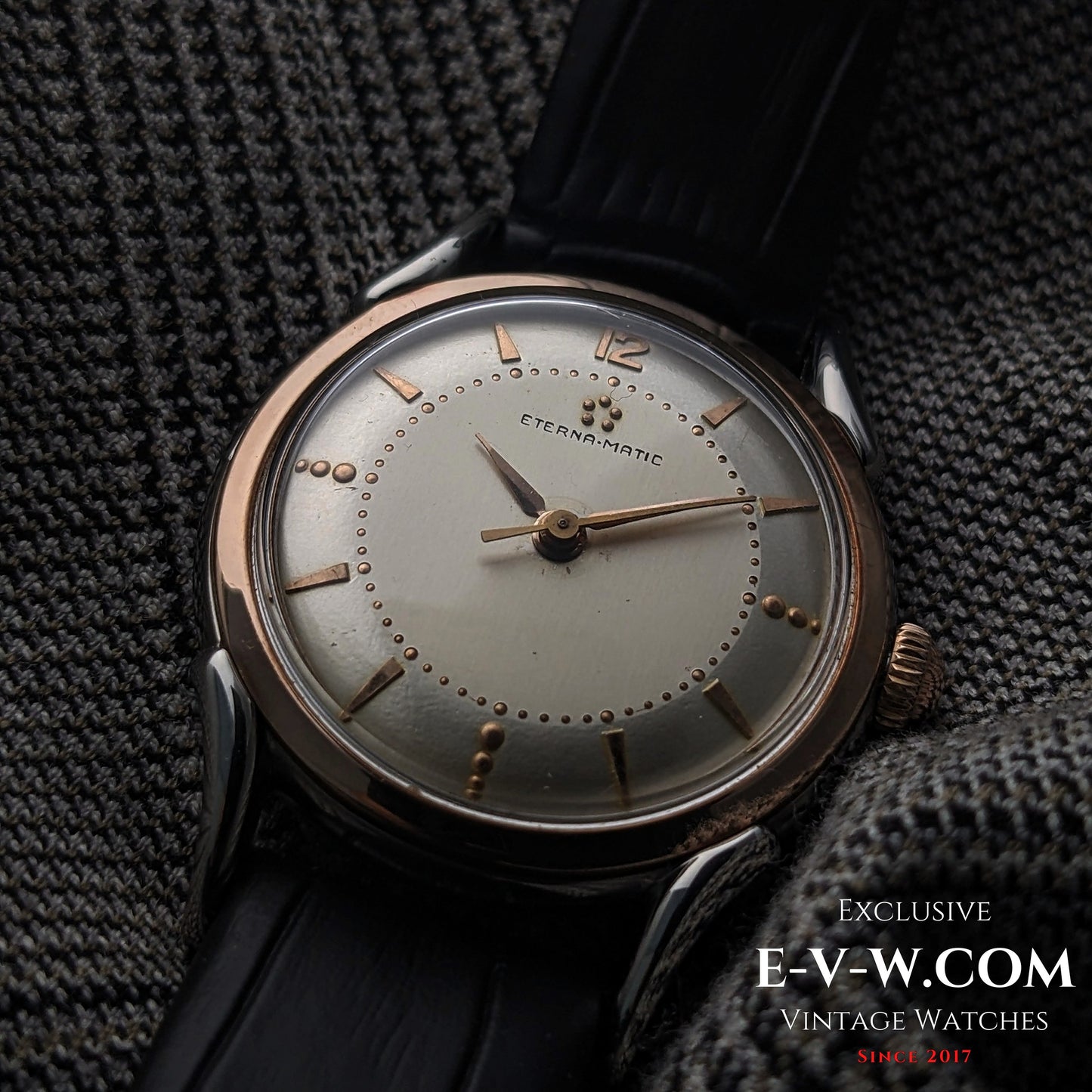 Eterna-Matic early five-ball Automatic | Two-tone case, “fancy” lugs | Cal. 1248T | Vintage 1950