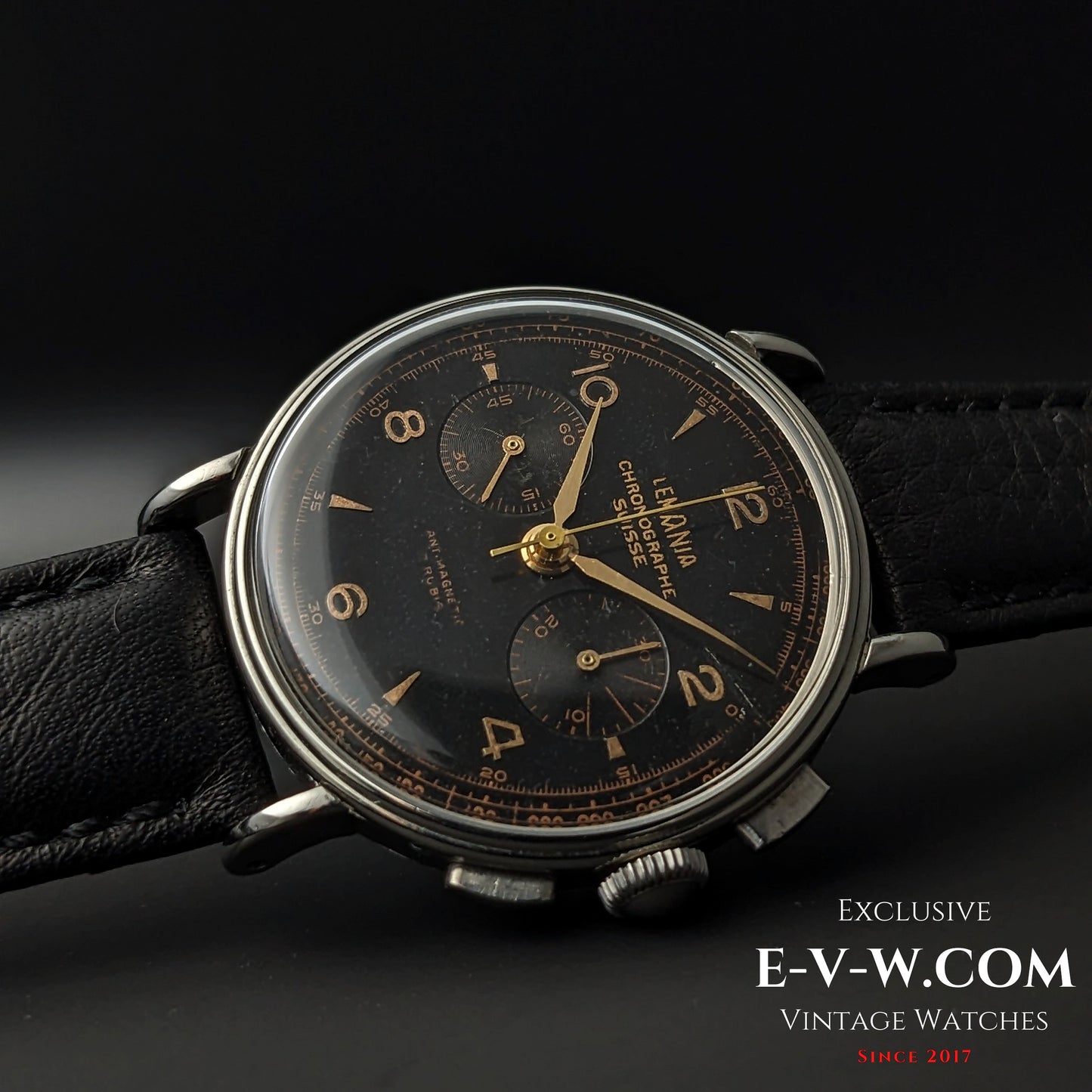 85 Years Old Vintage Lemania Chronographe SUISSE / WWII / Black dial / Cal. 1276 / Vintage 1940