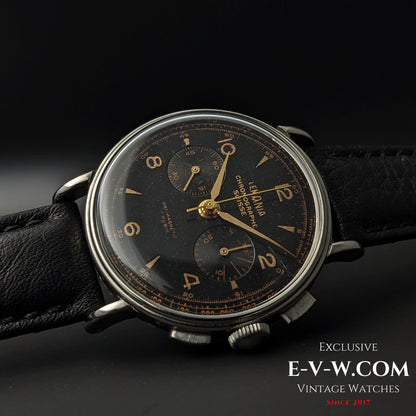 85 Years Old Vintage Lemania Chronographe SUISSE / WWII / Black dial / Cal. 1276 / Vintage 1940