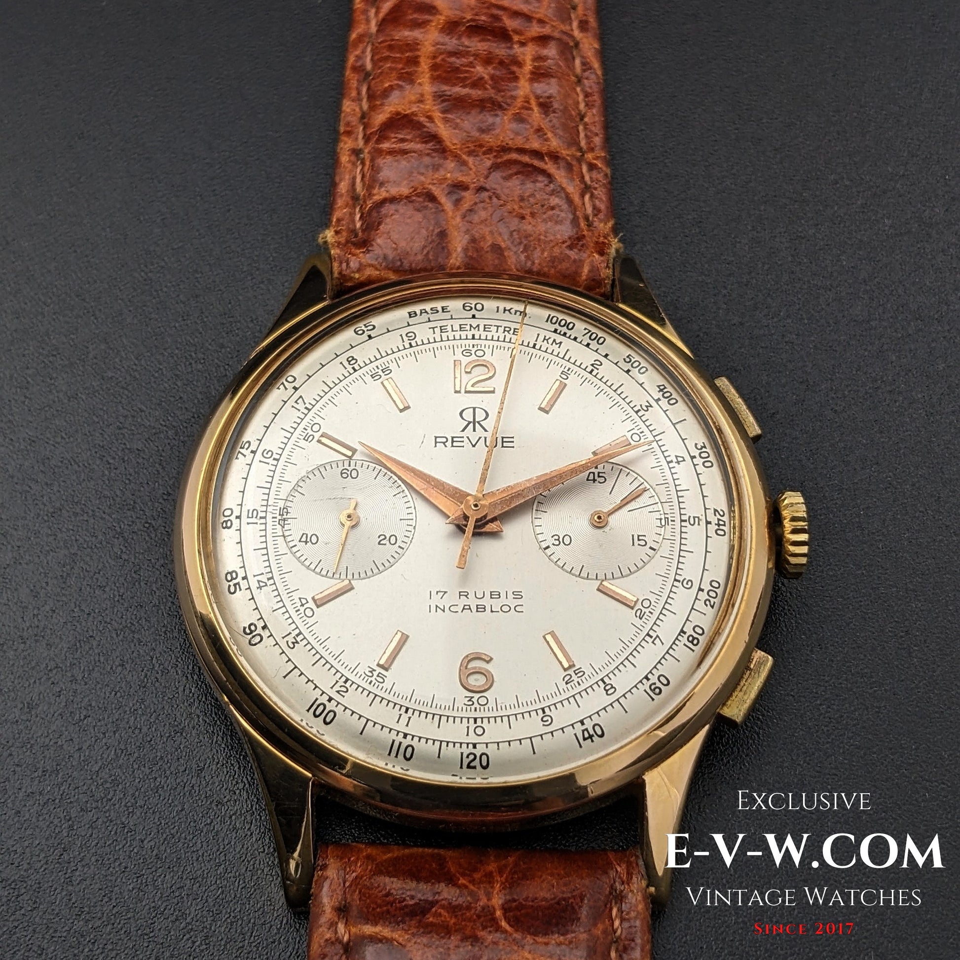 84 Years Old Vintage REVUE Chronograph / Jumbo 38mm / Cal. Valjoux 23 Vintage 1940