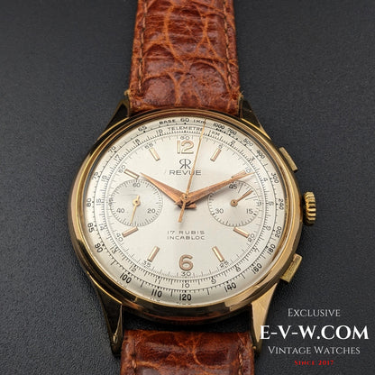 84 Years Old Vintage REVUE Chronograph / Jumbo 38mm / Cal. Valjoux 23 Vintage 1940