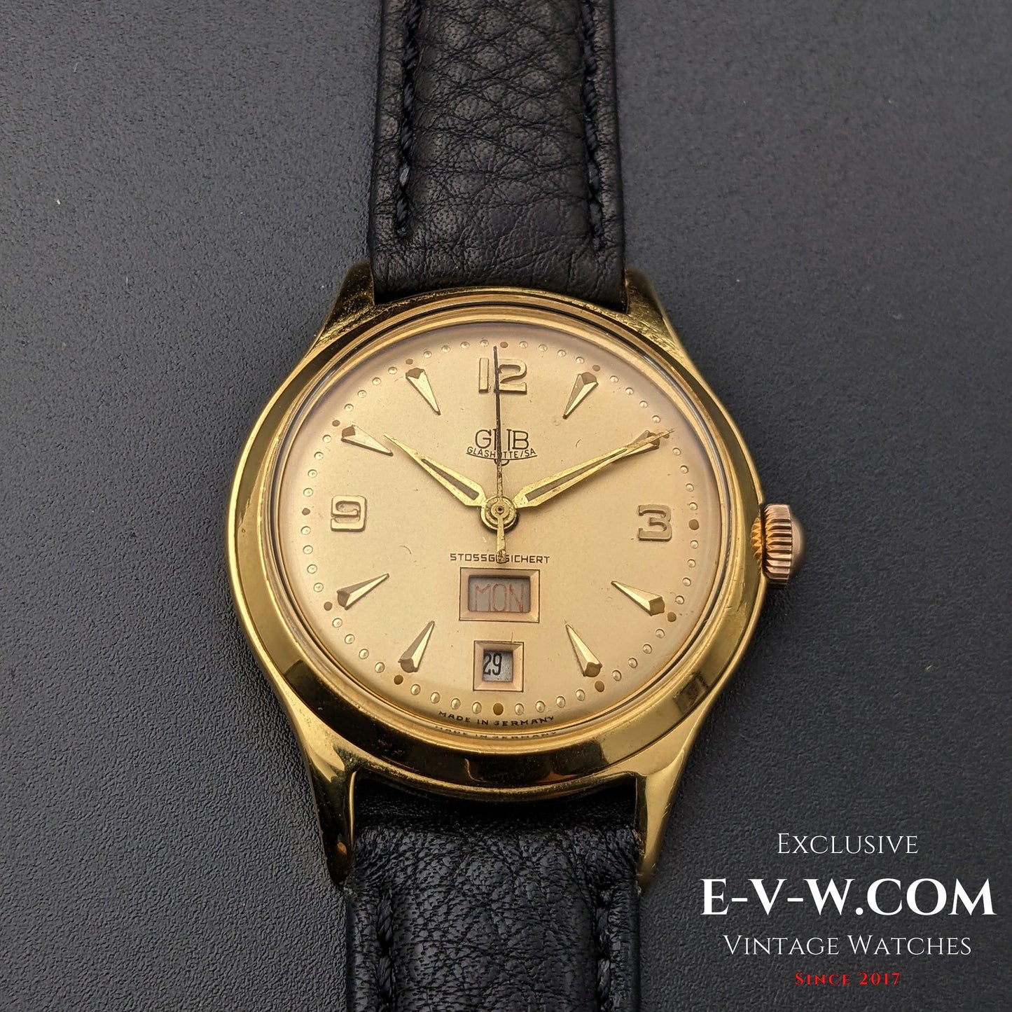 70 Years Old Vintage GUB Glashütte Day Date / Cal. 66.1 / Vintage 1950s