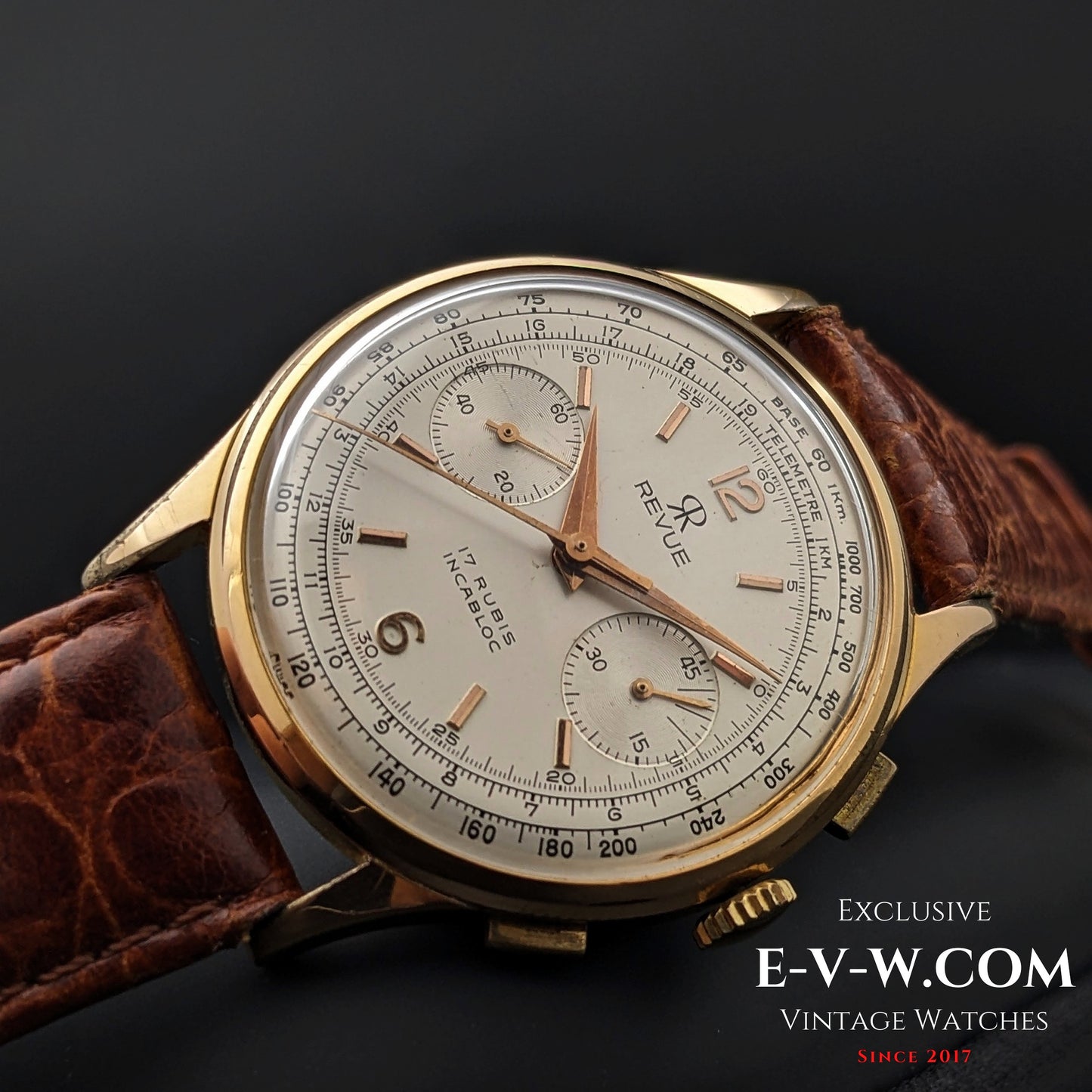 84 Years Old Vintage REVUE Chronograph / Jumbo 38mm / Cal. Valjoux 23 Vintage 1940