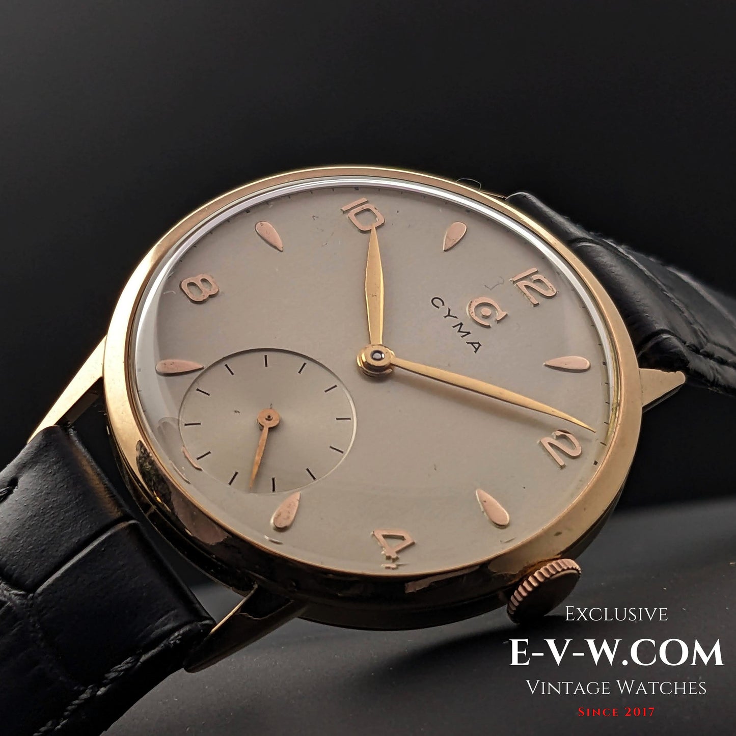 74 Years Old Vintage Cyma Jumbo 18k Gold / Cal. 586 / Vintage 1950