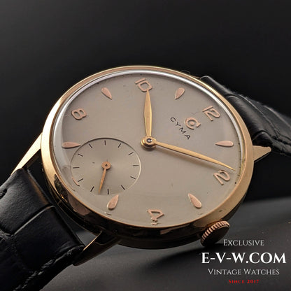 74 Years Old Vintage Cyma Jumbo 18k Gold / Cal. 586 / Vintage 1950