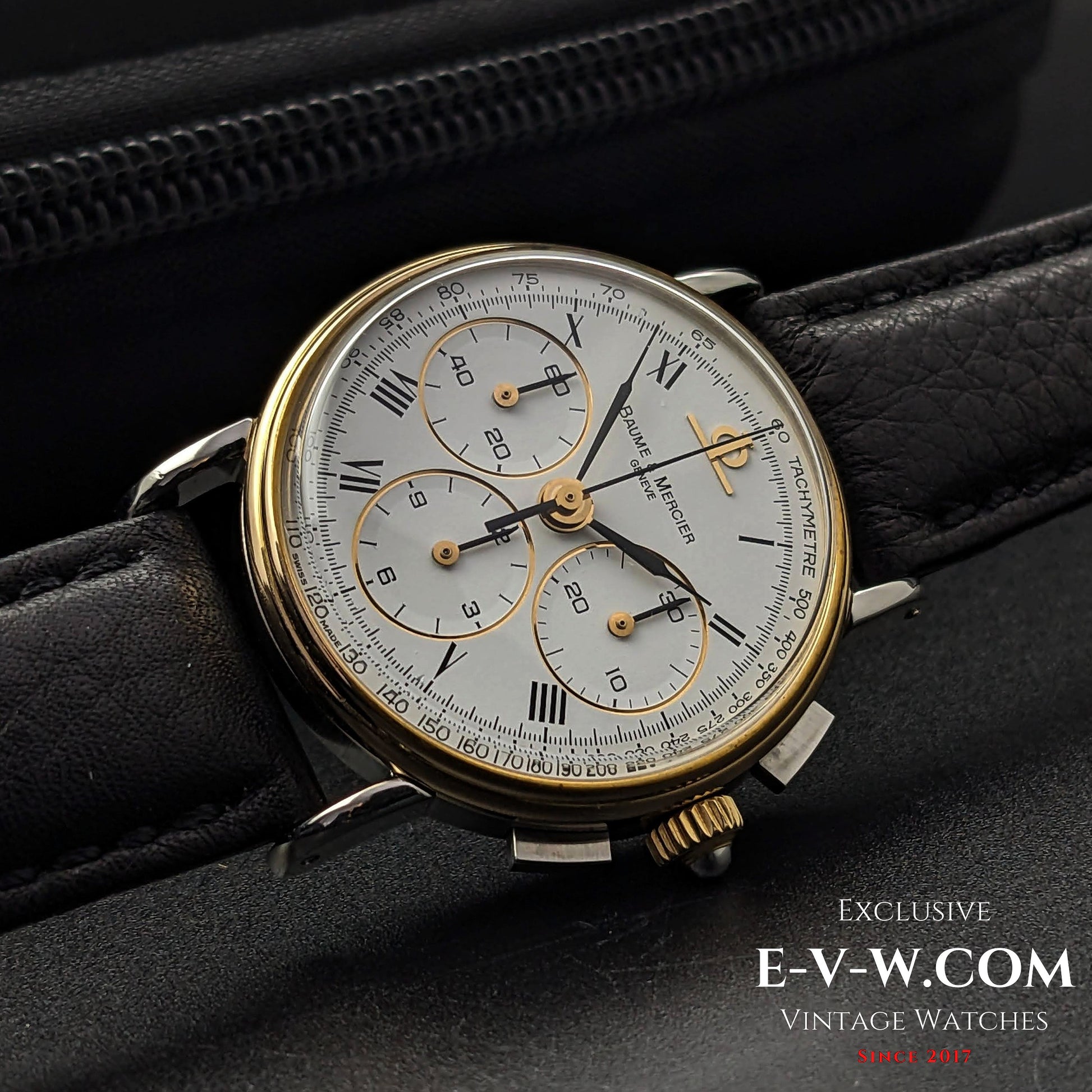 40 Years Old Vintage Baume & Mercier Chronograph Steel Gold  / Ref. 6101099 / Cal. Lemania 1873 / Vintage 1980s