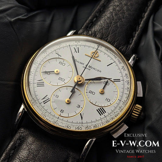 40 Years Old Vintage Baume & Mercier Chronograph Steel Gold  / Ref. 6101099 / Cal. Lemania 1873 / Vintage 1980s