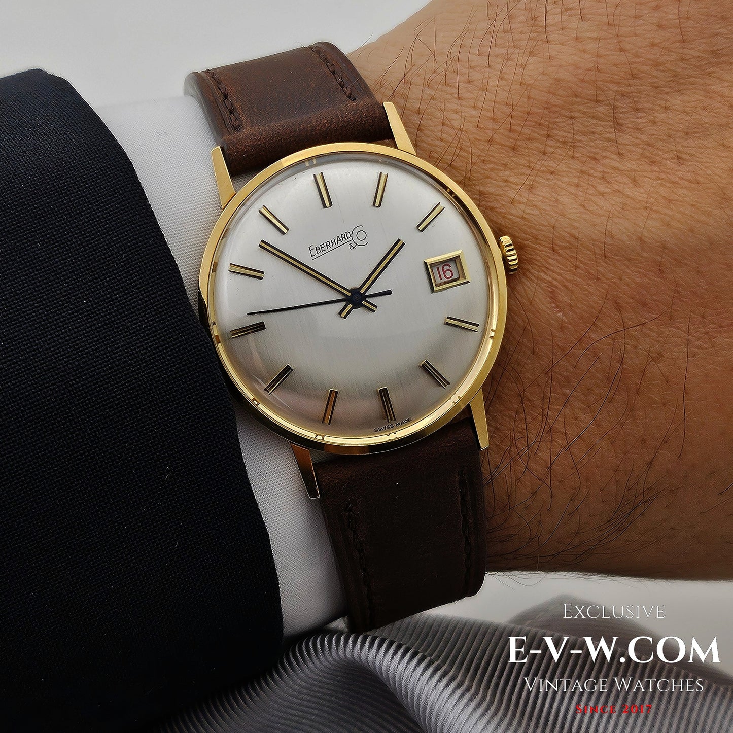 1960s Eberhard & Co 18k Gold Dress Watch | Rare Roulette Date Indicator | Cal. 236-129 |