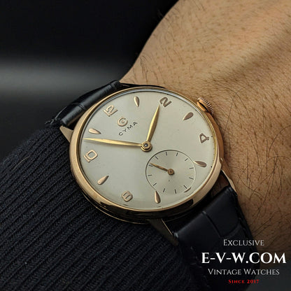 74 Years Old Vintage Cyma Jumbo 18k Gold / Cal. 586 / Vintage 1950