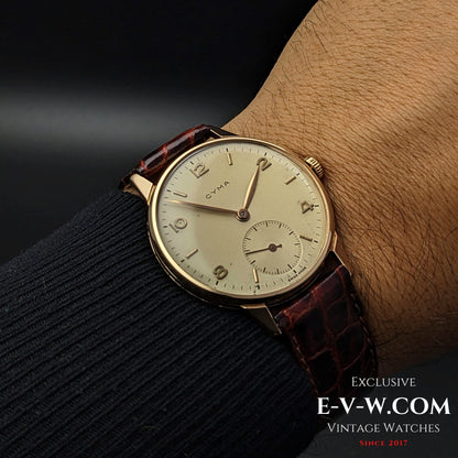 70 Years Old Vintage Cyma 18k Gold / Jumbo  / Cal.586 / Vintage 1950s