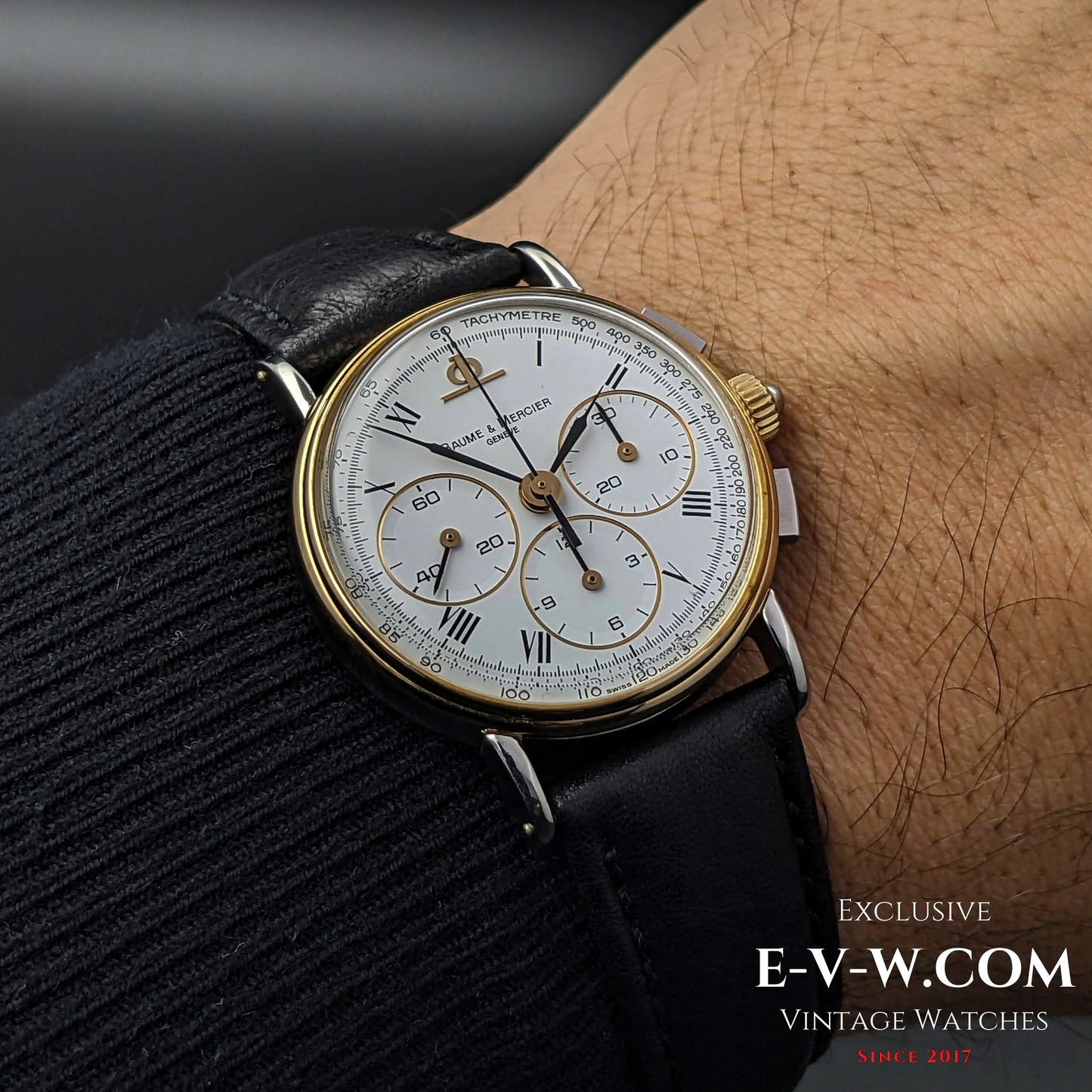 40 Years Old Vintage Baume & Mercier Chronograph Steel Gold  / Ref. 6101099 / Cal. Lemania 1873 / Vintage 1980s