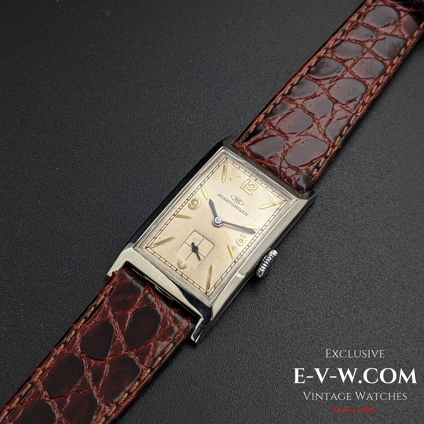 93 Years Old Antique IWC Schaffhausen Tank unique cristal Art Deco / Cal. 87 Vintage