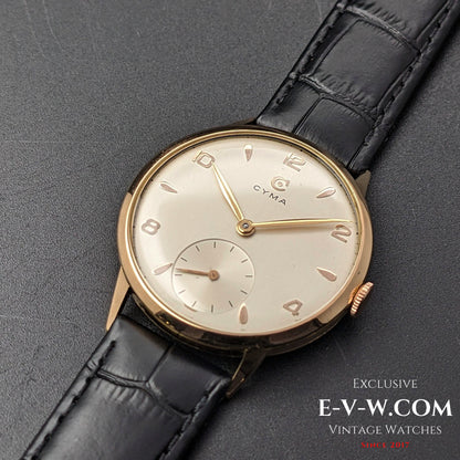74 Years Old Vintage Cyma Jumbo 18k Gold / Cal. 586 / Vintage 1950