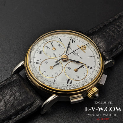 40 Years Old Vintage Baume & Mercier Chronograph Steel Gold  / Ref. 6101099 / Cal. Lemania 1873 / Vintage 1980s