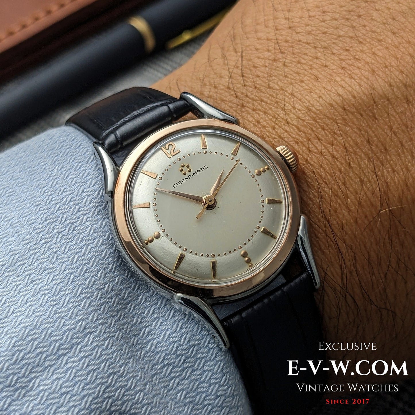 Eterna-Matic early five-ball Automatic | Two-tone case, “fancy” lugs | Cal. 1248T | Vintage 1950