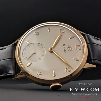 74 Years Old Vintage Cyma Jumbo 18k Gold / Cal. 586 / Vintage 1950
