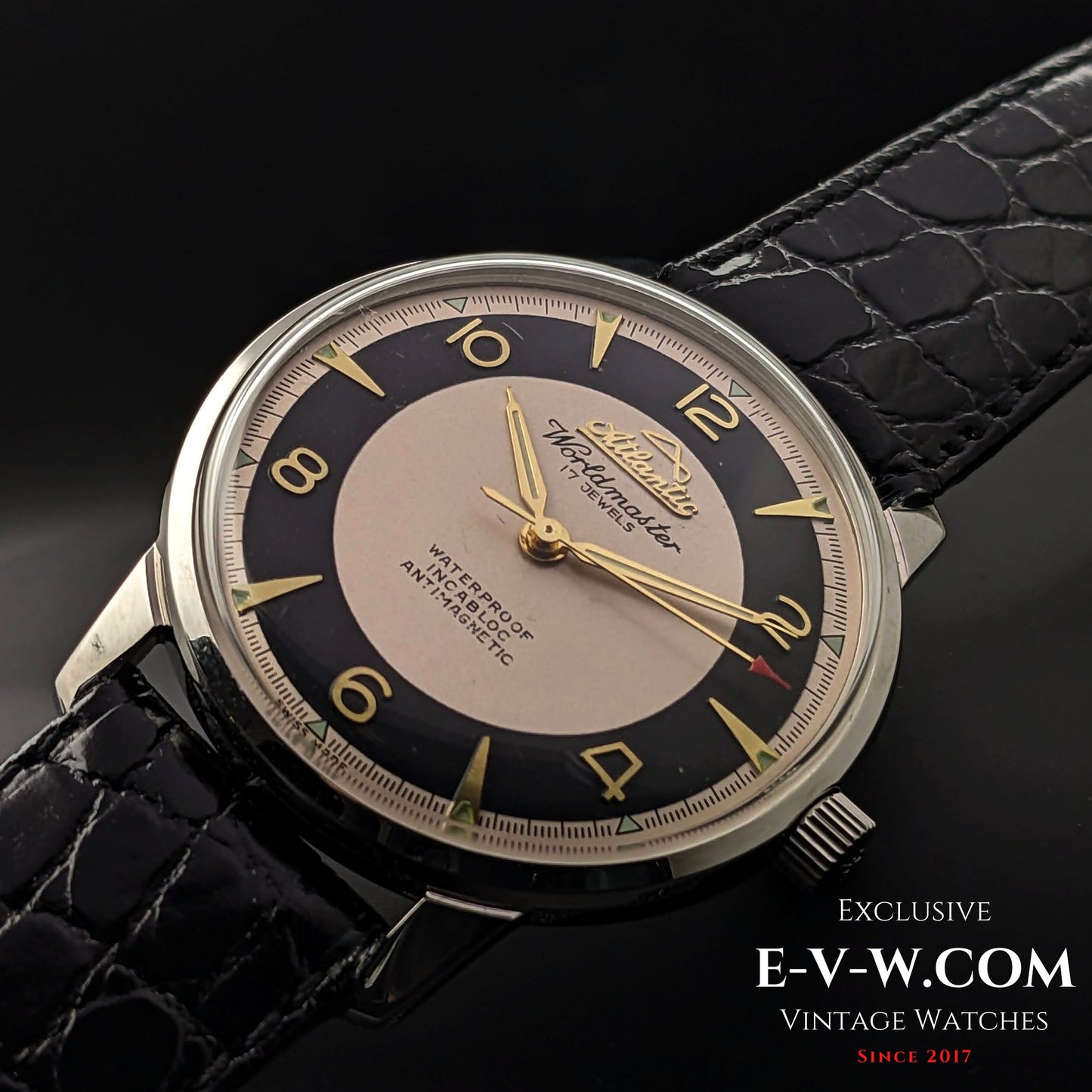 50 Years Old Vintage Atlantic Worldmaster Jumbo Two tone Bull's Eye Dial / Cal. 1100 / Vintage 1970s