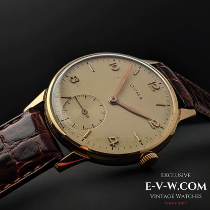 70 Years Old Vintage Cyma 18k Gold / Jumbo  / Cal.586 / Vintage 1950s