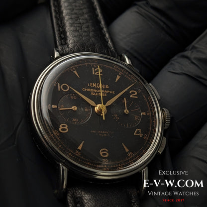 85 Years Old Vintage Lemania Chronographe SUISSE / WWII / Black dial / Cal. 1276 / Vintage 1940s