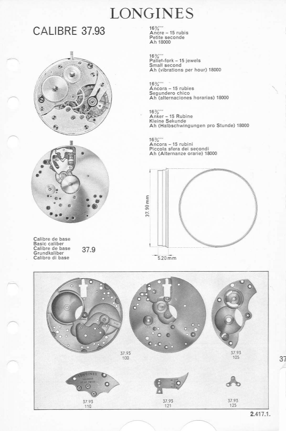 85 Years Old Vintage Longines Jumbo / Pocket Watch Movement / Cal. 37.93 / Vintage 1940