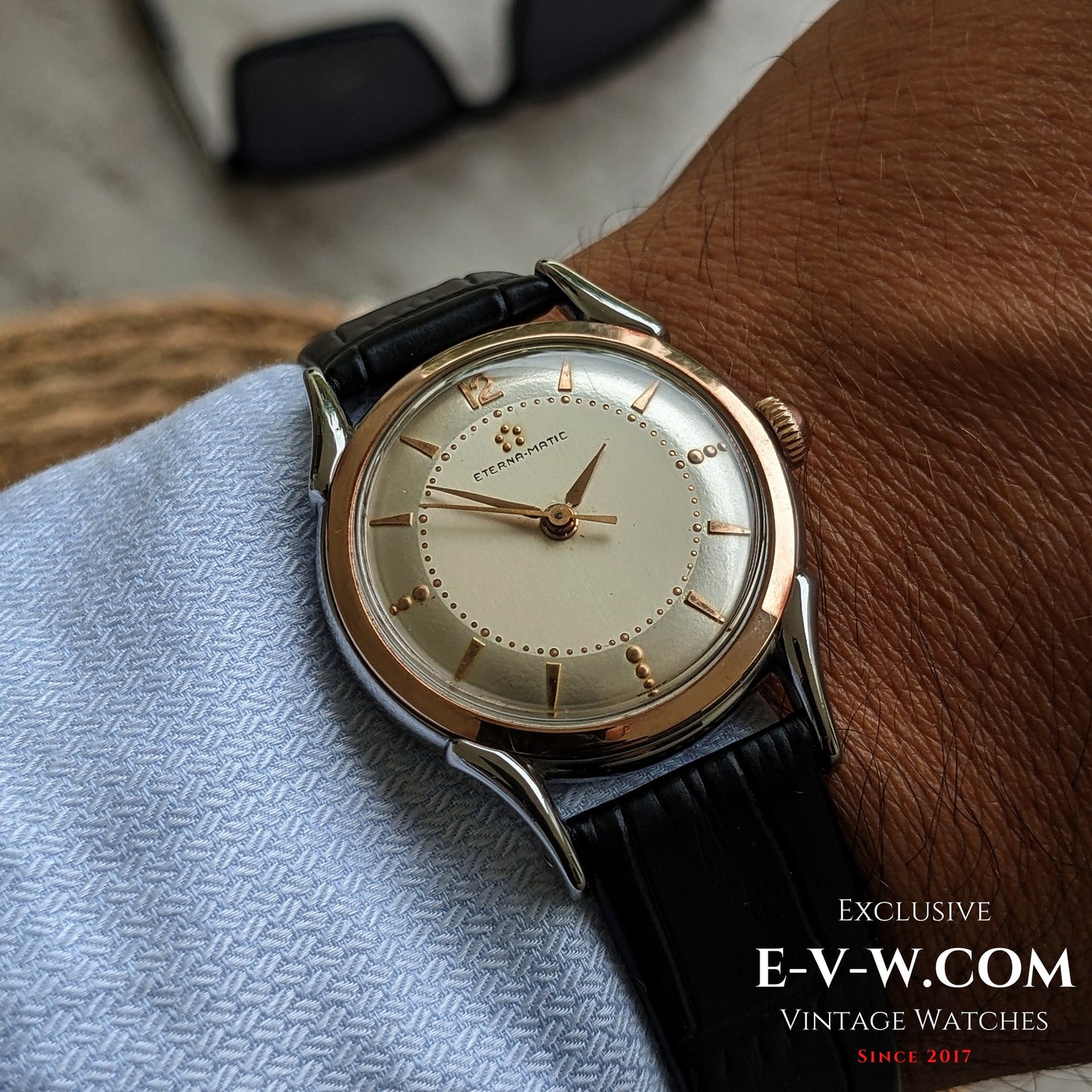 Eterna-Matic early five-ball Automatic | Two-tone case, “fancy” lugs | Cal. 1248T | Vintage 1950