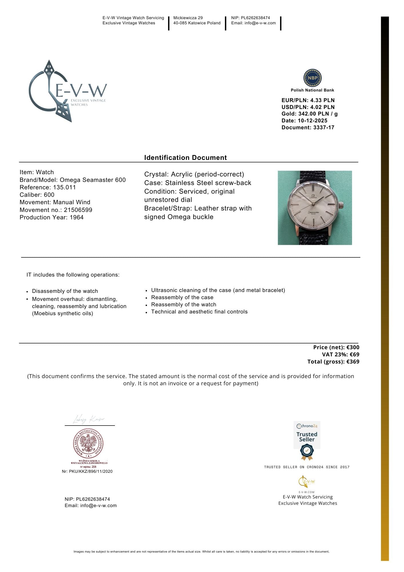 Omega Seamaster 600 Vintage Watch 1964 | Ref. 135.011  |  Serviced