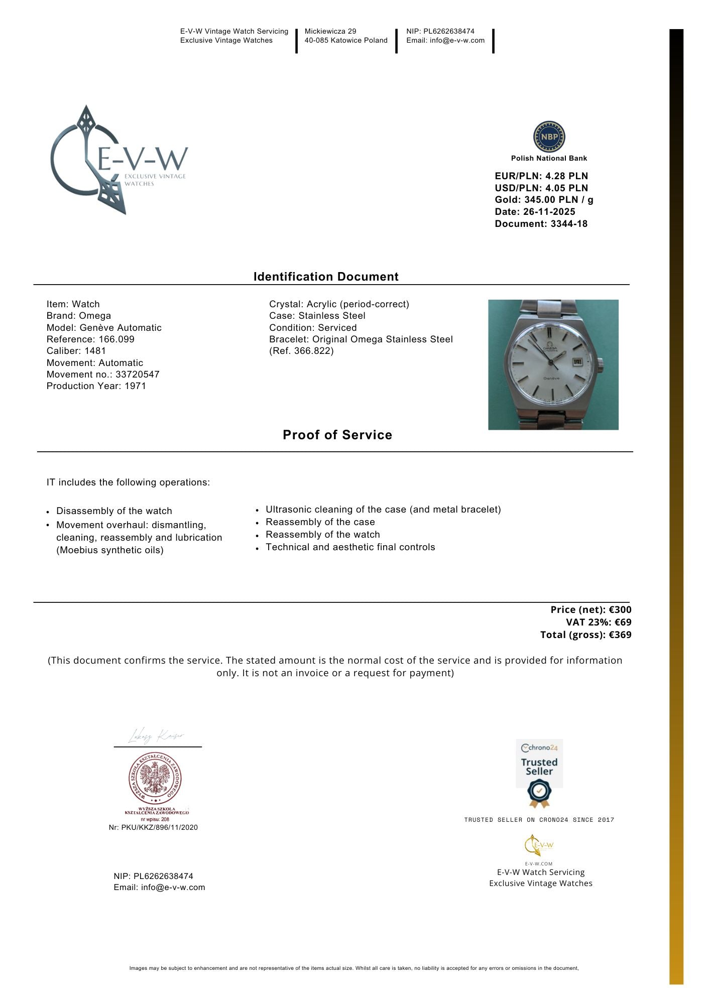 1971 | Omega Genève Automatic | Ref. 166.099 | Cal 1481 | Vintage 1971 | Serviced