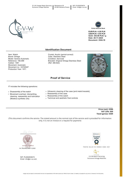 1971 | Omega Genève Automatic | Ref. 166.099 | Cal 1481 | Vintage 1971 | Serviced