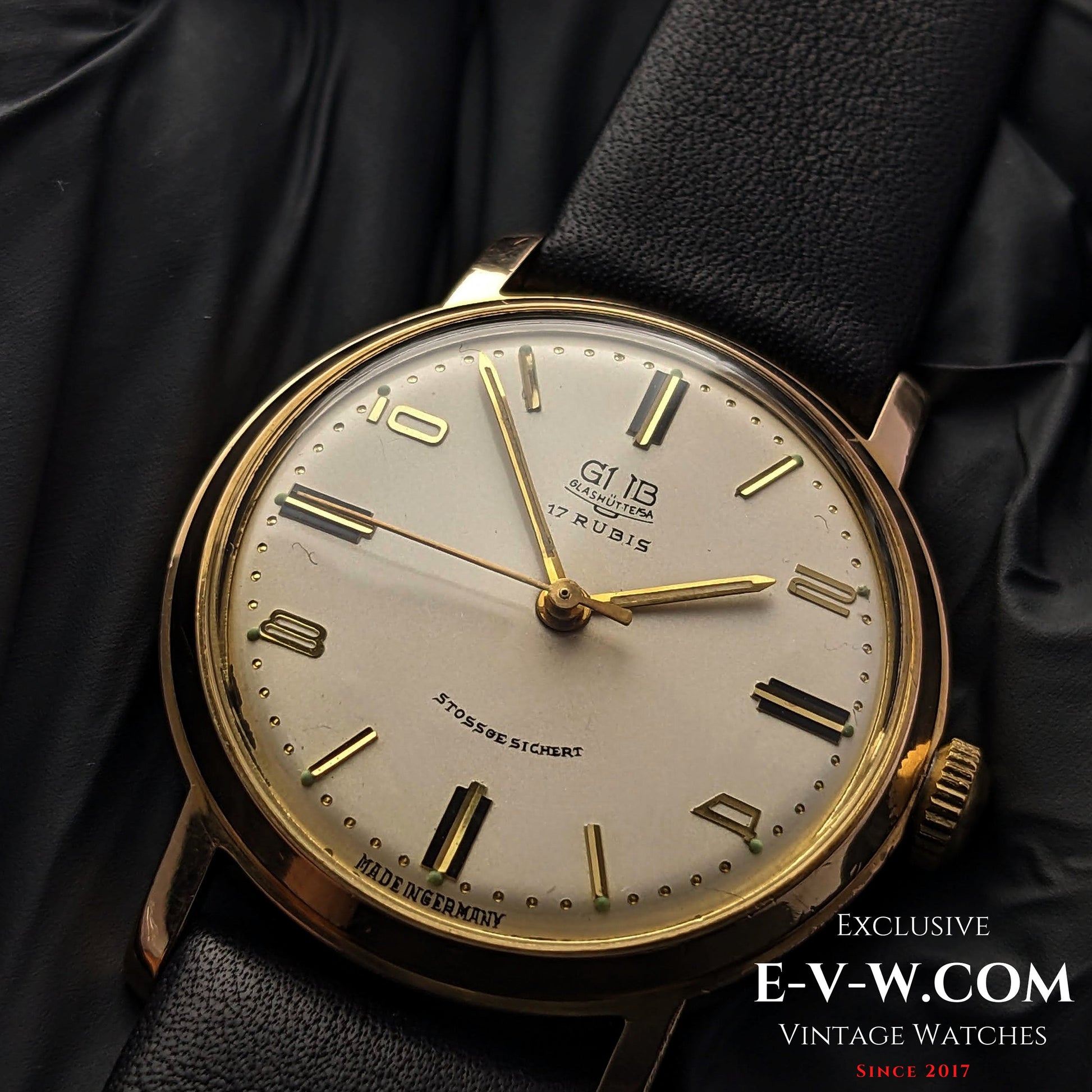 GUB Glashutte/SA Gold Plaque 80 microns / cal 70.1 / Vintage 1960s
