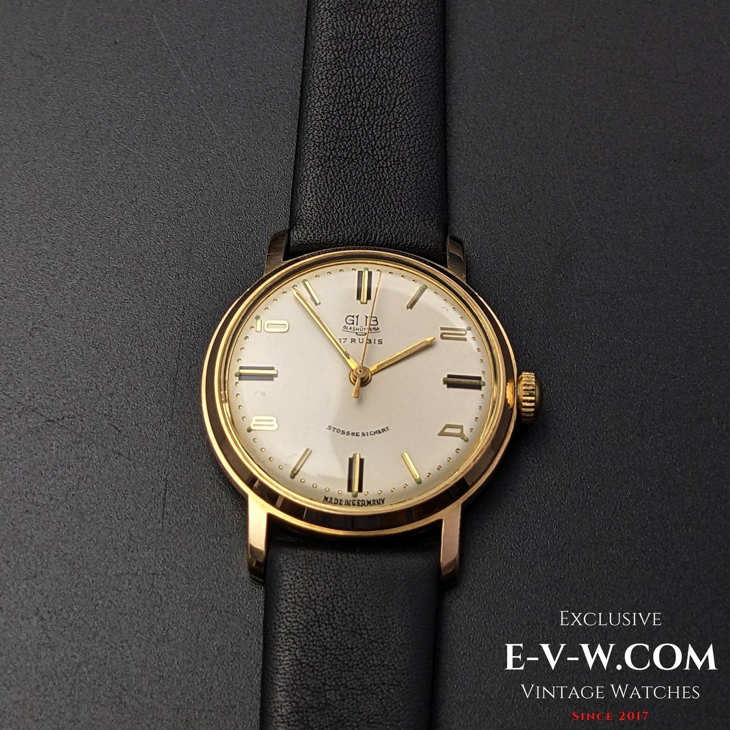 GUB Glashutte/SA Gold Plaque 80 microns/ cal 70.1 / Vintage 1960s