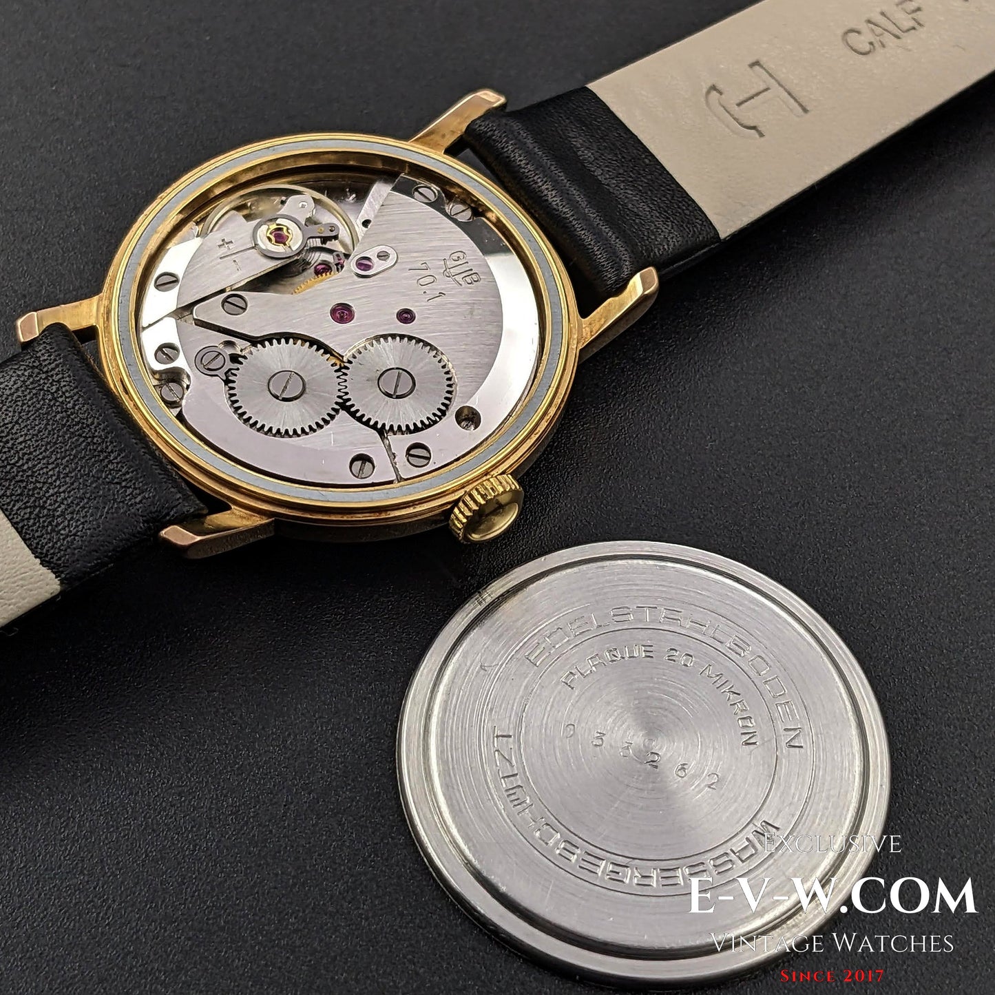 GUB Glashutte/SA Gold Plaque 80 microns/ cal 70.1 / Vintage 1960s