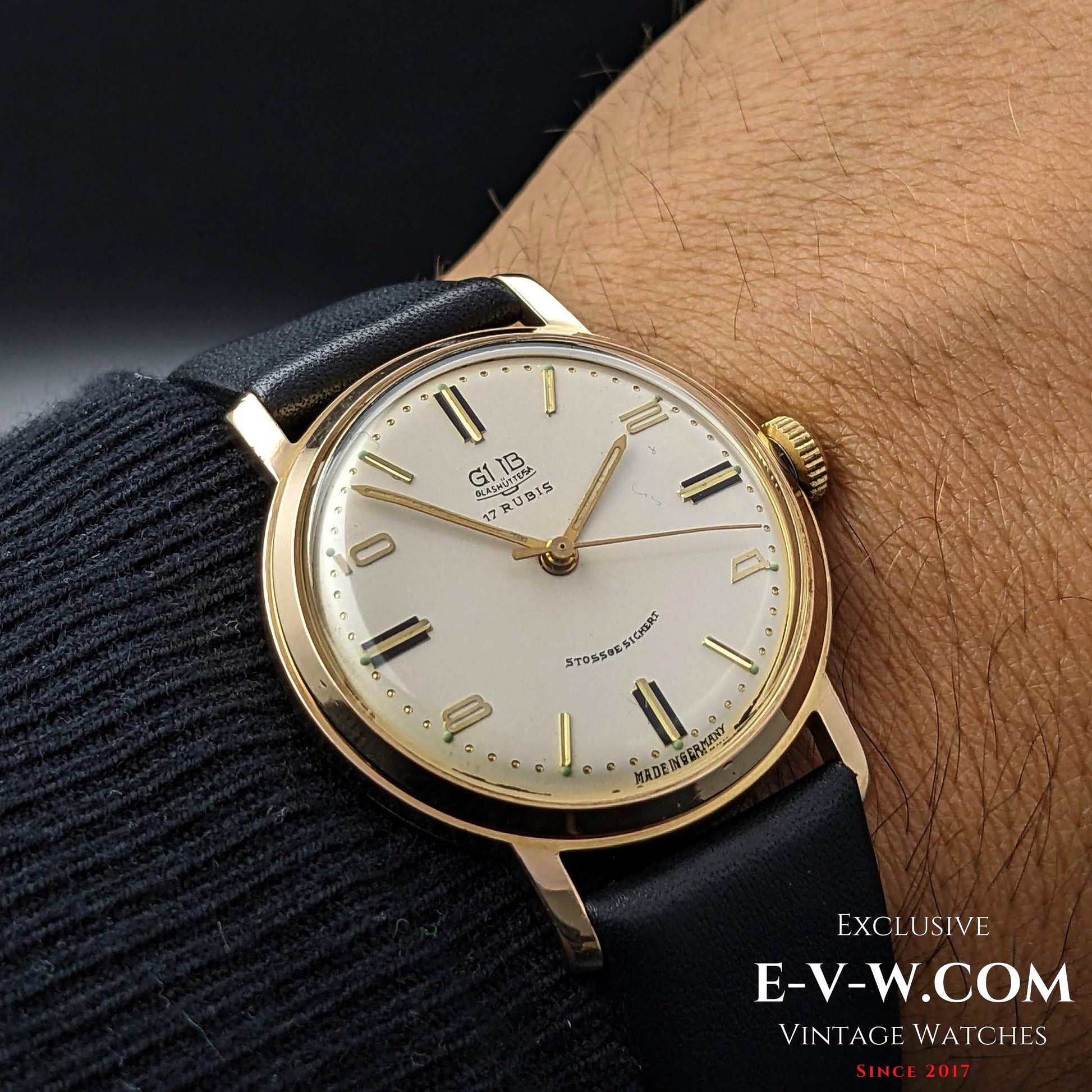 GUB Glashutte/SA Gold Plaque 80 microns / cal 70.1 / Vintage 1960s