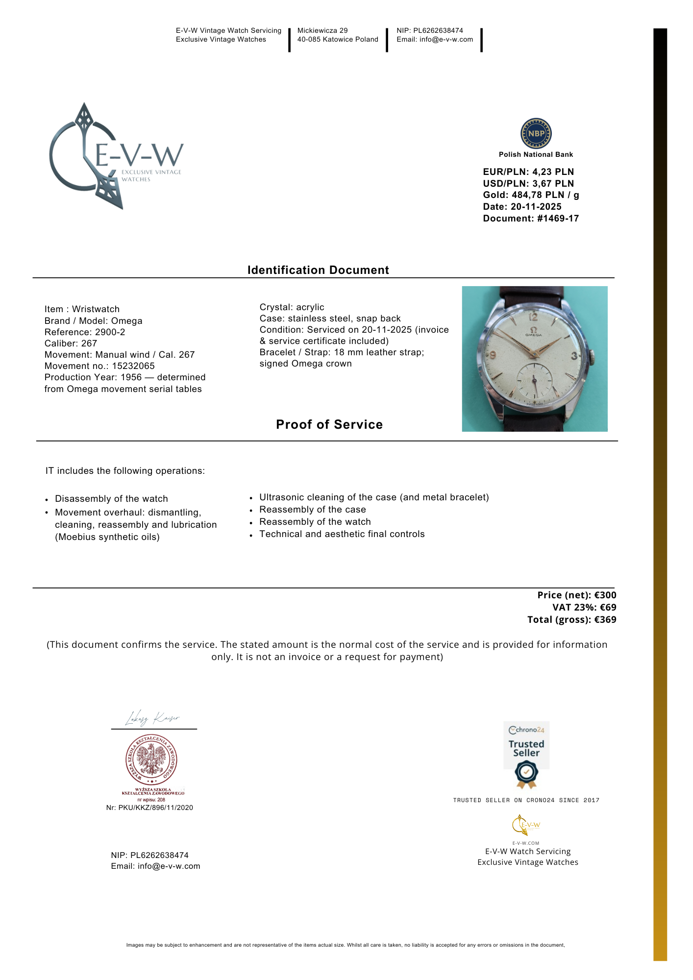 69 Years Old Omega Dress Watch | Ref. 2900-2 | Cal. 267 | Vintage 1956 | Serviced