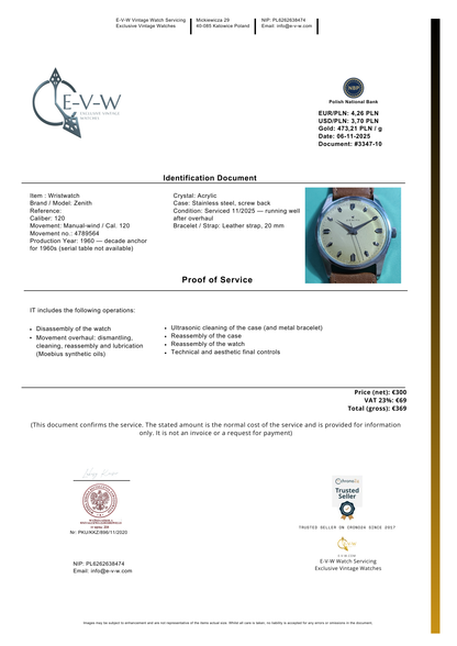 Vintage 1960s Zenith | Rare Cal. 120  | Serviced