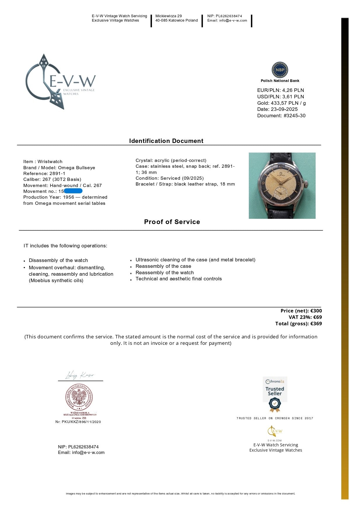 69 Years Old Omega Bullseye | Ref. 2891-1 | Cal. 267 | Vintage 1956 | Serviced