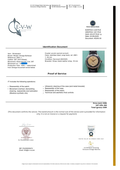 69 Years Old Omega Bullseye | Ref. 2891-1 | Cal. 267 | Vintage 1956 | Serviced