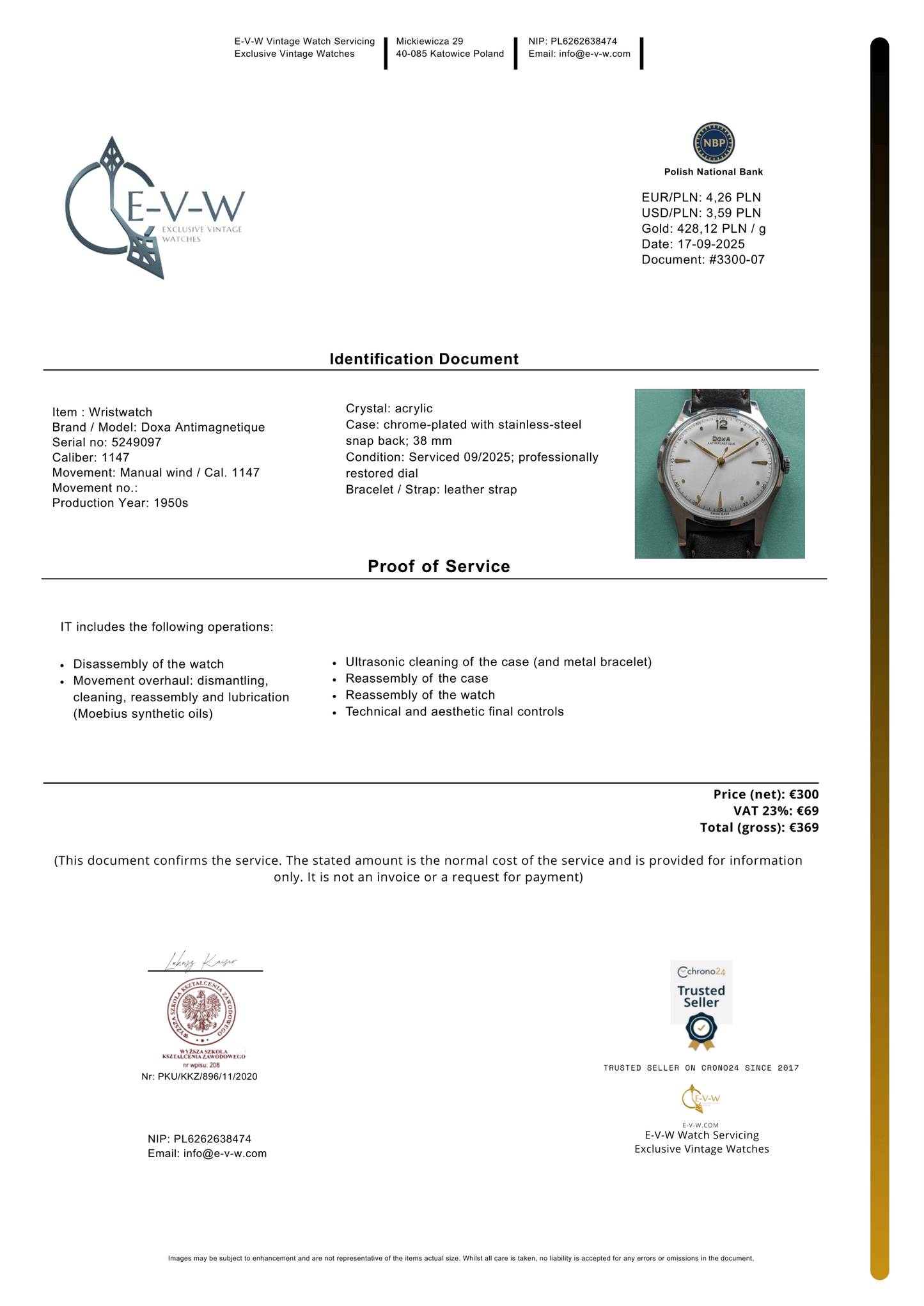 1950s — Doxa Antimagnetique Jumbo 38mm | Cal. 1147 | Vintage | Serviced