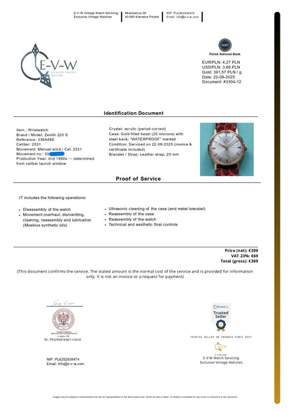 1960s — Zenith Stellina (“little star”) 220 S | Ref. 339A486 | Cal. 2531 | Serviced