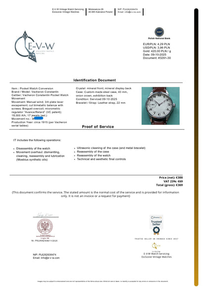 110 years old Antique Vacheron & Constantin Genève - pocket-watch movement (c.1915) - Serviced