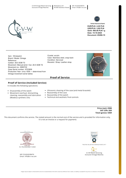 86 Years Old WWII Omega | Cal. 26.5 SOB T2 | Vinatge 1939 | Serviced