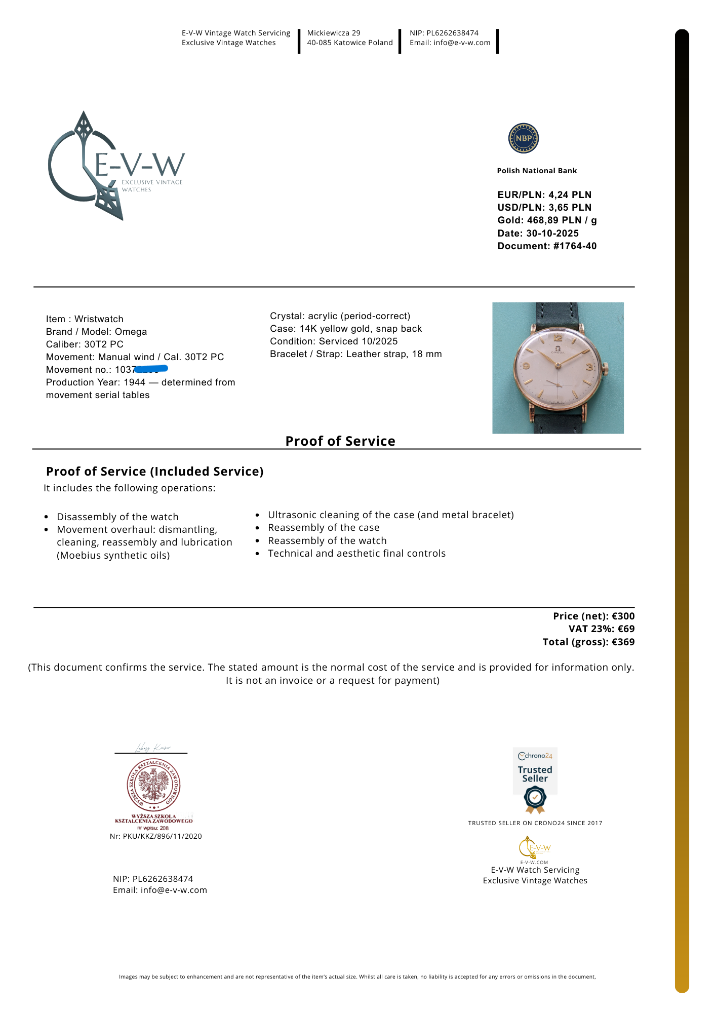 81 Years Old Omega 14ct Gold | Cal. 30T2 PC | Vintage 1944 | Serviced