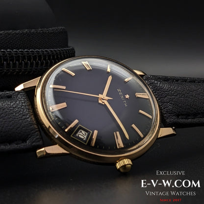 Zenith 18K Gold / Black Dial  /  Cal.2532 SC  / Vintage 1964