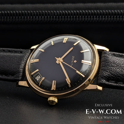 Zenith 18K Gold / Black Dial  /  Cal.2532 SC  / Vintage 1964