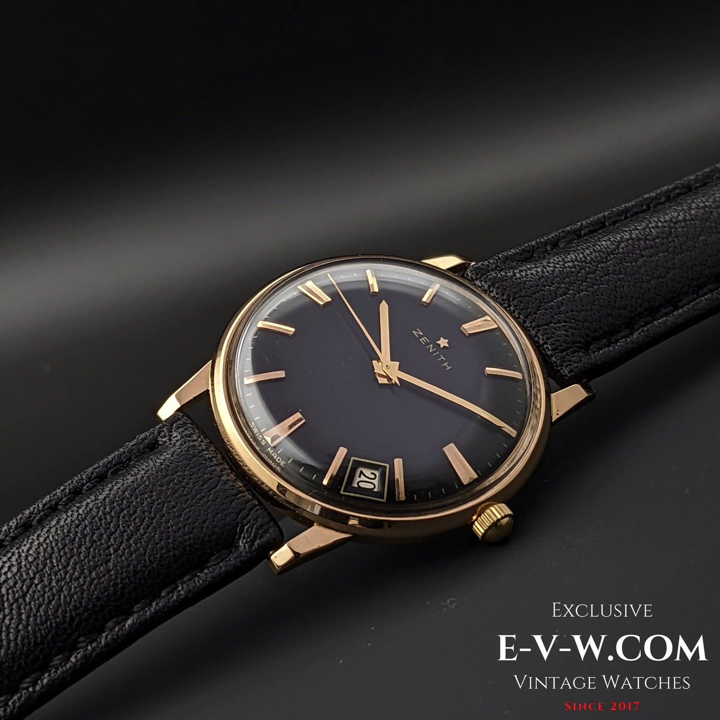 Zenith 18K Gold / Black Dial  /  Cal.2532 SC  / Vintage 1964
