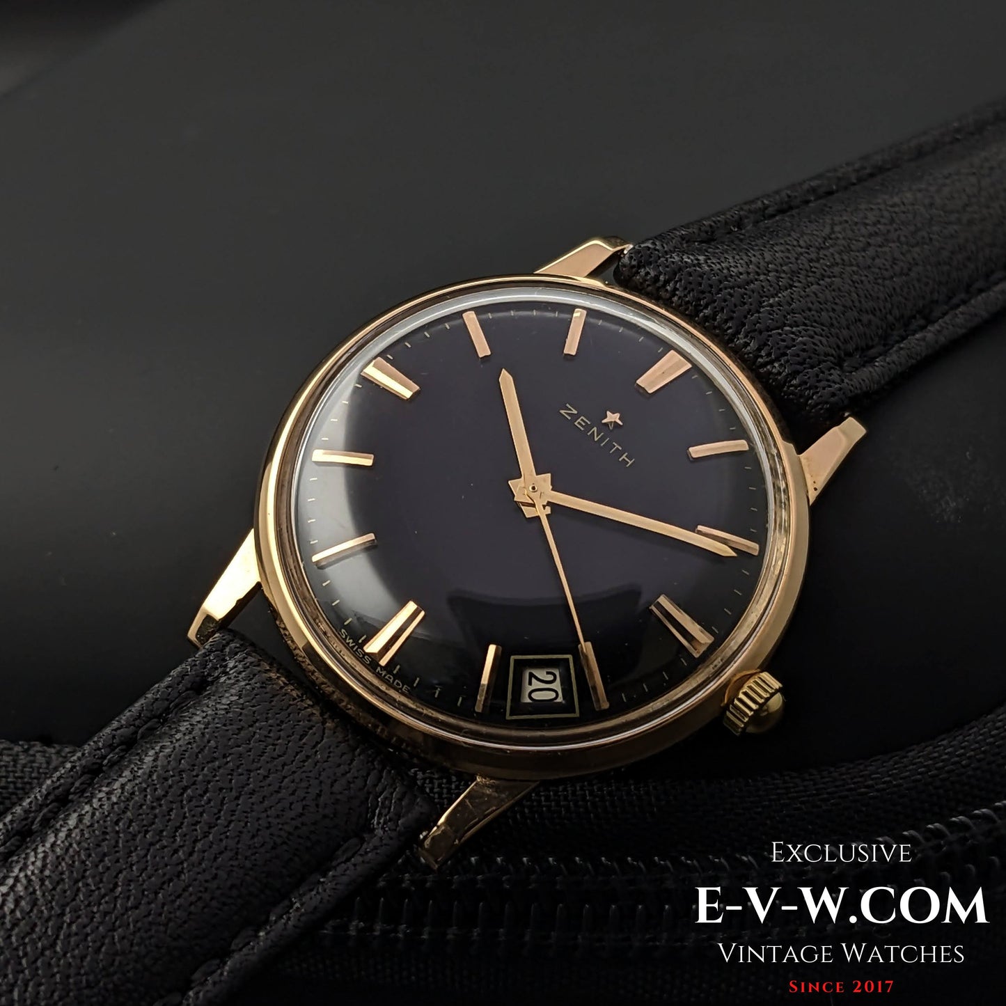 Zenith 18K Gold / Black Dial  /  Cal.2532 SC  / Vintage 1964
