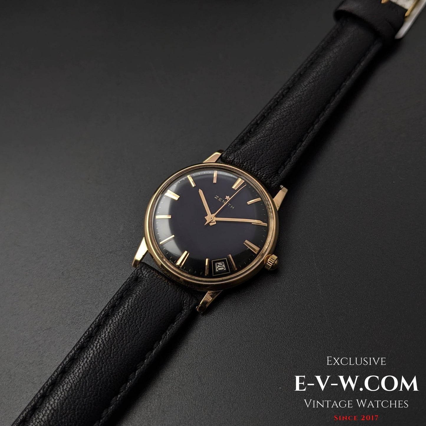 Zenith 18K Gold / Black Dial  /  Cal.2532 SC  / Vintage 1964