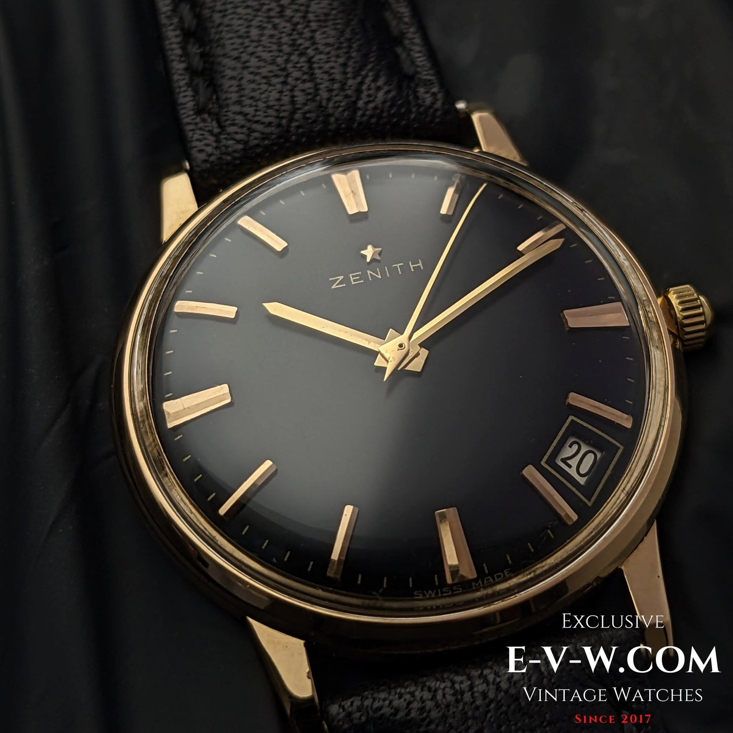 Zenith 18K Gold / Black Dial  /  Cal.2532 SC  / Vintage 1964
