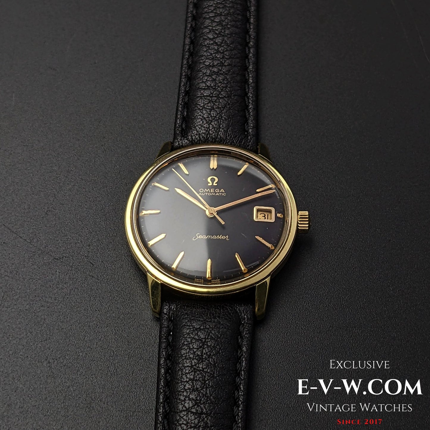 Omega Seamaster Black Dial Automatic / Gold Plaque / Ref 166002 / cal. 565  / Vintage 1967