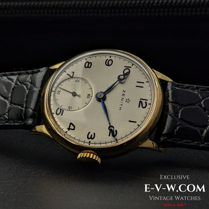 Rare Zenith Officer 18k Gold / Cal. 124 / Vintage 1938
